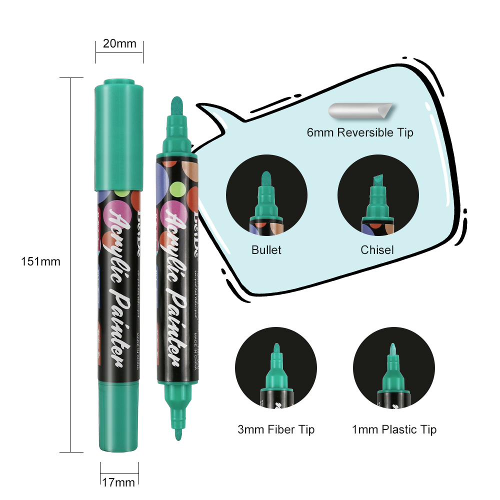 Dual-Tip Acrylic Paint Pen（0.7/3MM+6MM)